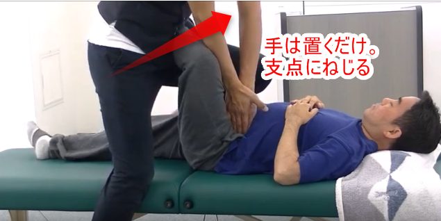 手は置くだけ。支点にねじる