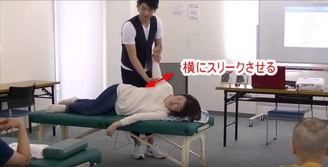 横にスリークさせる