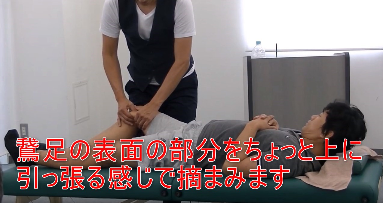 68-05_鵞足の表面の部分をちょっと上に引っ張る感じで摘まみます