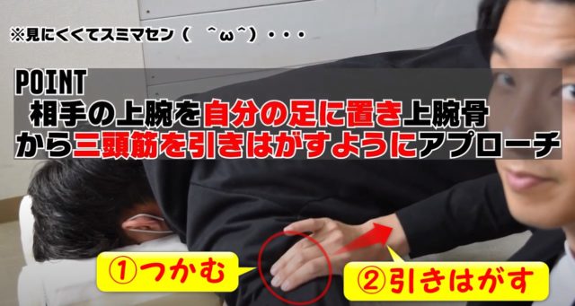 上腕骨のアプローチは？三頭筋を引きはがす